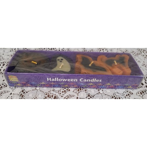 Vintage Pumpkin Time Halloween Candles Set of 4 Novelty Bat Cat Pumpkin Ghost - Picture 3 of 7